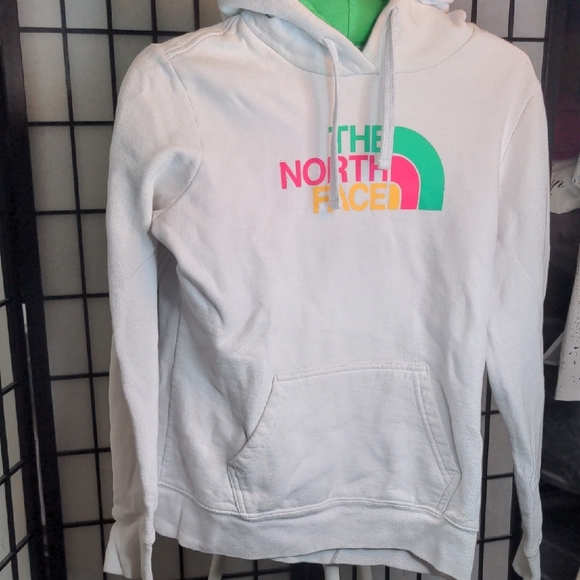 The North Face Tops - THE NORTH FACE White Hoodie with Colorful Logo